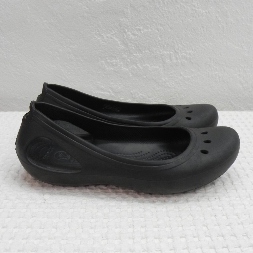 Crocs Kadee Black Ballet Flats Slip-On Round Toe Lightweight Rubber Women's Sz 9